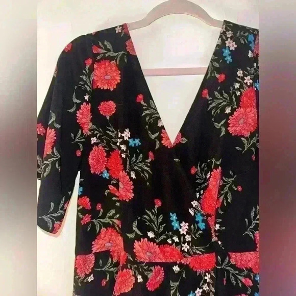 Large Floral Romper Summer Black Red Rose, Mi Ami - Picture 3 of 3